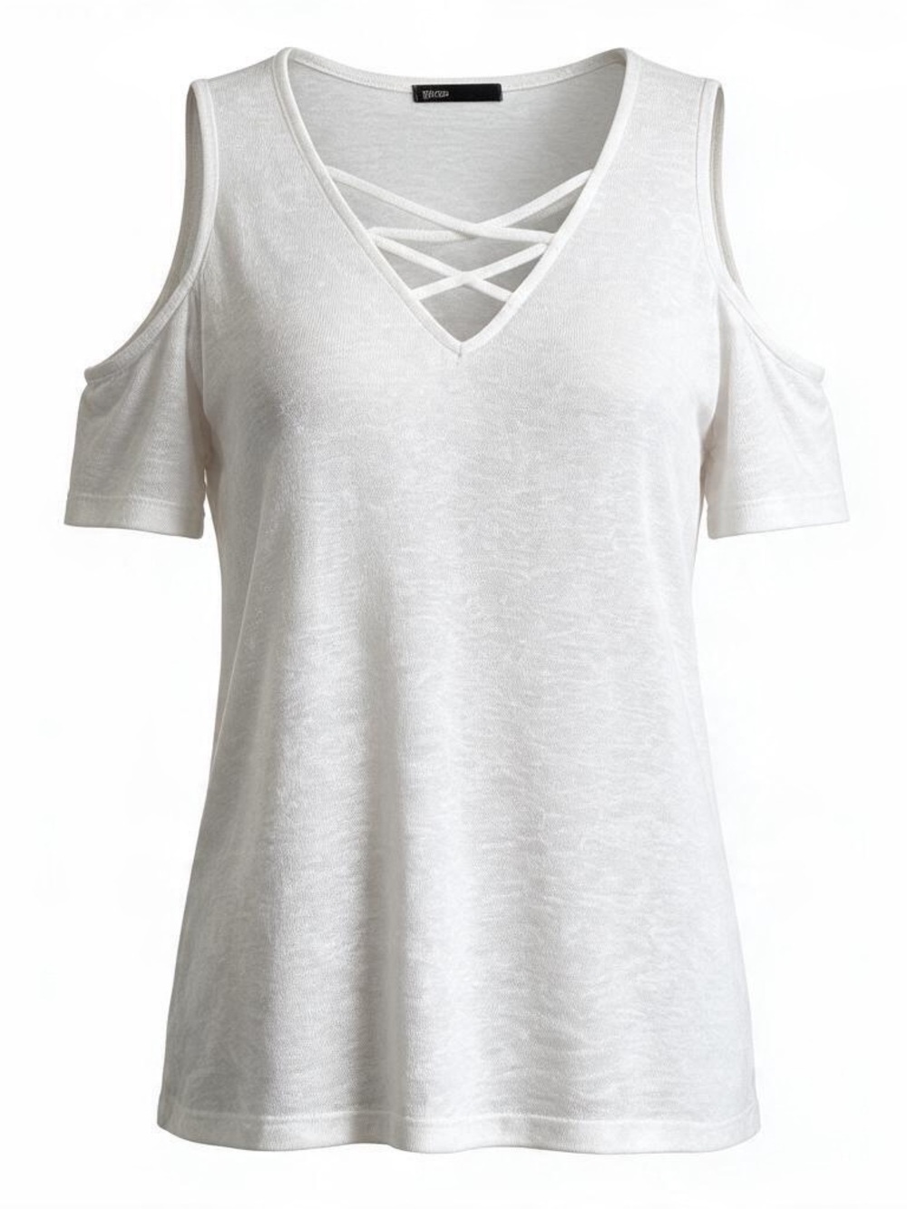 White Cold Shoulder Tank Top Size M - Semi-Sheer - Gibson